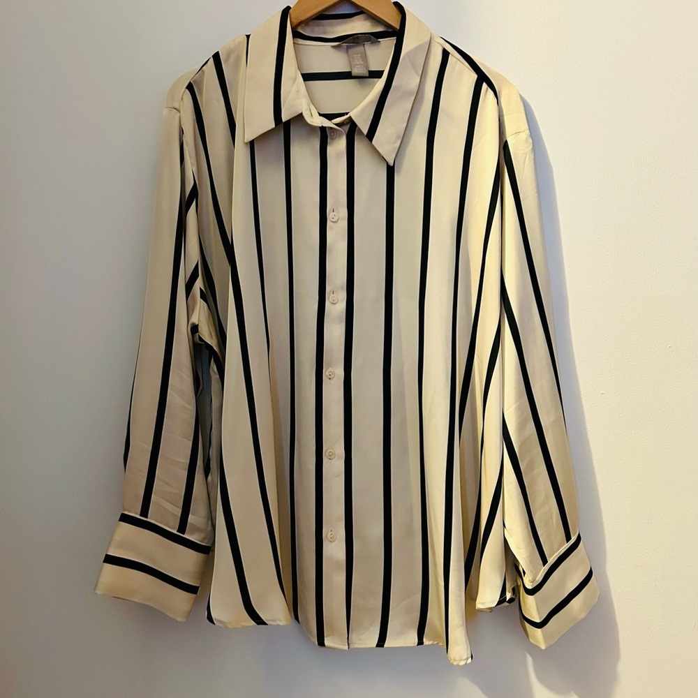 Striped Black and Cream Blouse